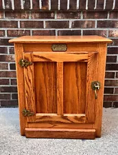 VINTAGE WHITE CLAD OAK WOOD ICE BOX NIGHTSTAND CABINET CHEST END TABLE LOOK WOW!