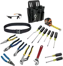 Electrician Tool Kit with 18-Pieces and Eye Protection, Pouch and Work Belt