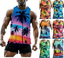 SALE!!! Mens Hawaiian Mesh Net Vest Sleeveless T Shirt Summer Printed Basketball