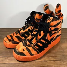 Size 8.5 - ADIDAS JEREMY SCOTT JS BENGAL TIGER TAIL SHOES Black Orange M29010