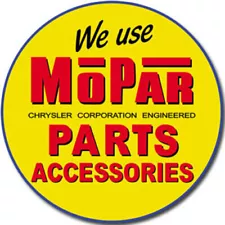 We Use Mopar Parts Chrysler 12" Round Tin Sign Nostalgic Metal Sign Garage Decor