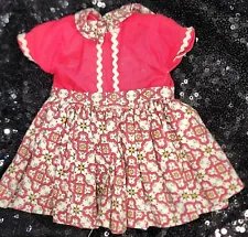 Vintage Shirley Temple Red White Dress Ideal Estate Sale for 8" doll