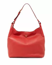 100% AUTHENTIC NEW PRADA VITELLO DAINO SINGLE STRAP RED HOBO HANDBAG/PURSE/BAG