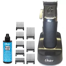 Oster Professional Cordless Fast Feed Hair Clippers 8 Piece Guide Set & Oil 4 oz