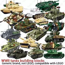 WW2 Military Tank Model Army World War Armored Weapon Building Blocks for Lego