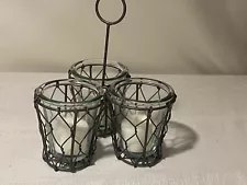 Rustic Chicken Wire And Glass 3 Candle Votive Candleholder