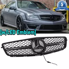 Front Upper Grille Grill W/LED Emblem For Mercedes Benz W204 C250 C300 2008-2014