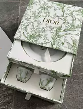 Christian Dior Lily of the Valley Chinese Tea Cup & Plate Set White Green