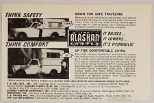 1970 Print Ad The Alaskan Camper Raises, Lowers, Hydraulic on Pickup Truck