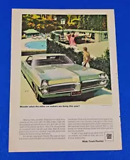 1967 PONTIAC BONNEVILLE V8 400 - ORIGINAL COLOR PRINT AD SHIPS FREE (LOT GREEN)