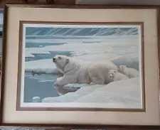 Sale! Robert Bateman Arctic Family Polar Bears Framed Print Numberd Signed 36x28