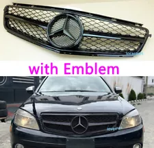 Bumper Grille w/Emblem For Mercedes Benz W204 C250 C300 C350 Grill 2008-2013 (For: 2008 Mercedes-Benz C300)