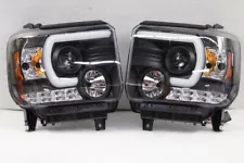 FITS 14-15 GMC Sierra 1500 15-19 2500 3500 HD LED Tube BLK Projector Headlights (For: More than one vehicle)