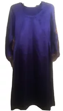 Youth Unisex M Purple Satin & Gold Embroidery Kaftan Dress Regency Costume VTG