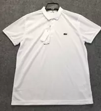 LACOSTE Shirt Mens Sz ACTUAL 5 US L White Polo Sport Golf Breathable Stretch NWT