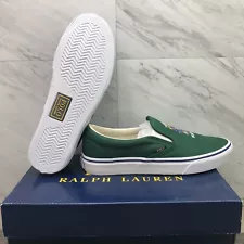 Polo Ralph Lauren Big Bear Keaton Slip On Canvas Boat Shoes Green Men's 10