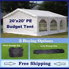 Budget PE Party Canopy - 3 Options - 20'x20' Tent, Short Bag, and Long Bag