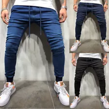 Designer's Cargo Loose Slim Fit Stretch Jeans Workout Casual Joggers Denim Pants