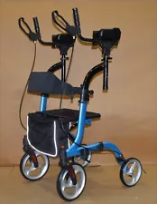 Upright Stand-Up Rollator Walker w/Seat, Padded Backrest, Armrest for Seniors