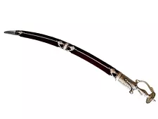 Indian Rajput Wedding Sword with sheath Maroon fabric and silver work