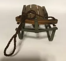 Rustic Metal & Wooden Sled With Runners Christmas Display Toy