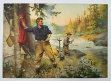 Original Vintage Philip R Goodwin 7x10 Western Print, Sportsmen Fishing