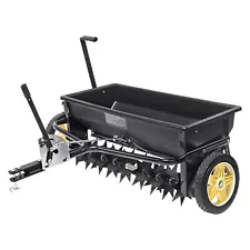 VEVOR 100 LB Broadcast Spreader Tow Behind Poly Drop Spreader Fertilizer Seeder