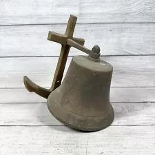 Vintage Brass Ship Boat Bell Anchor Nautical Wall Mount Door Bell 6.5" for Resto