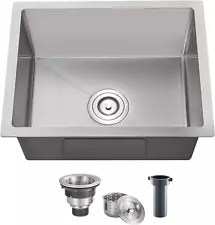 23 X 18 In. Undermount Single Bowl Kitchen Sink, 304 Stainless Steel Handmade Ba