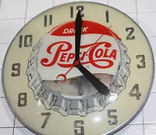 Vintage Drink Pepsi Cola 20" Electric Advertising Wall Clock Reverse Painted