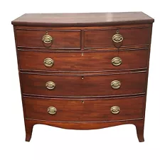 Antique Bow Front Mahogany Hepplewhite Chest Of Drawers Dresser 1820 Project