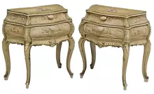 Nightstands, Bombe, Pair, Italian, Venetian, Paint Decorated, Vintage / Antique