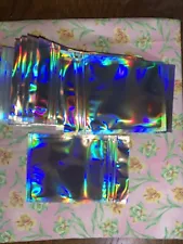 (89) Holographic Mylar Ziplock Pouches Bags Resealable Smell Proof Packing Bags