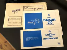 1980 Datsun 210 Owner's Manual Warranty Service Booklet Glove Box Sleeve Vintage