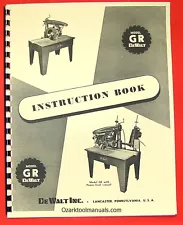 DEWALT GR Radial Arm Saw Owner Instructions Manual 0260