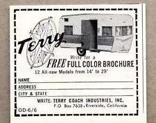 1966 Print Ad Terry Travel Trailers Made in Riverside, CA