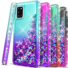 For Samsung Galaxy A31 Case Phone Cover Glitter Bling +Tempered Glass Protector