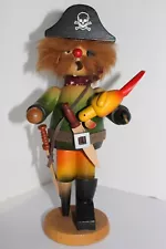 Vintage PIRATE Nutcracker Smoker Wood West Germany Holzkunst Parrot Handmade