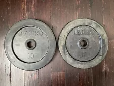 Lot of TWO: Ivanko 10# pound Rubber Encased (RUB) Steel Weight Plates 1" hole