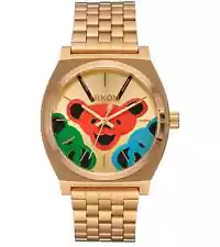 【New】Nixon Grateful Dead Time Teller Watch Tri Color Bears Gold