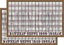 Penny Hunting Mats 1909-1958 | 2-Sheets! | All Dates & Mints on 11x17 Laminate