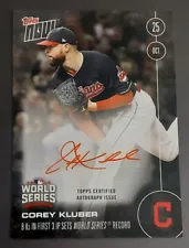 2016 Topps Now #627-B Corey Kluber Red Ink Autograph AUTO #d 167/199