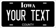 Iowa Black Custom Personalized License plates Auto Bike Motorcycle