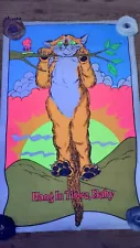 Vtg 1972 "Hang In There, Baby" 23x35 Black Light Poster, Neon-Cat & Tweety Bird