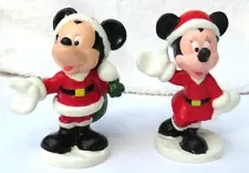 Disney Christmas Mickey Mouse and Minnie Mouse Santa Hats Cake Topper Figures