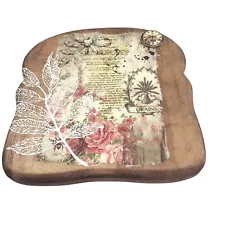 Mixed Media Wall Decor French Country Romantic Farmhouse Maple Wood 6x5 in