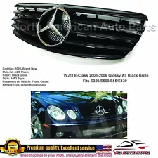 E55 E63 Grille E-Class All Black With Star AMG E320 E500 2003 2004 2005 2006 (For: 2005 Mercedes-Benz E500)