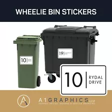 4x WHEELIE BIN NUMBERS Custom House & Road Street Name Minimalist Address Sign