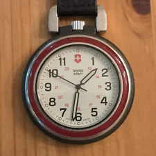 Victorinox Swiss Army Pocket Watch, with Belt Hanger and Red Bezel