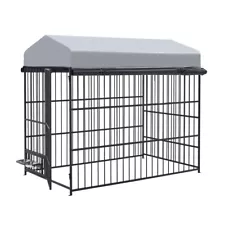 Outdoor Dog Playpen Large Cage Pet Metal Fence Kennel w/ Waterproof Cover Roof